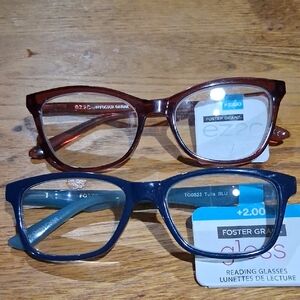 NWT (2) Womens Foster Grant Reading Glasses +2.00